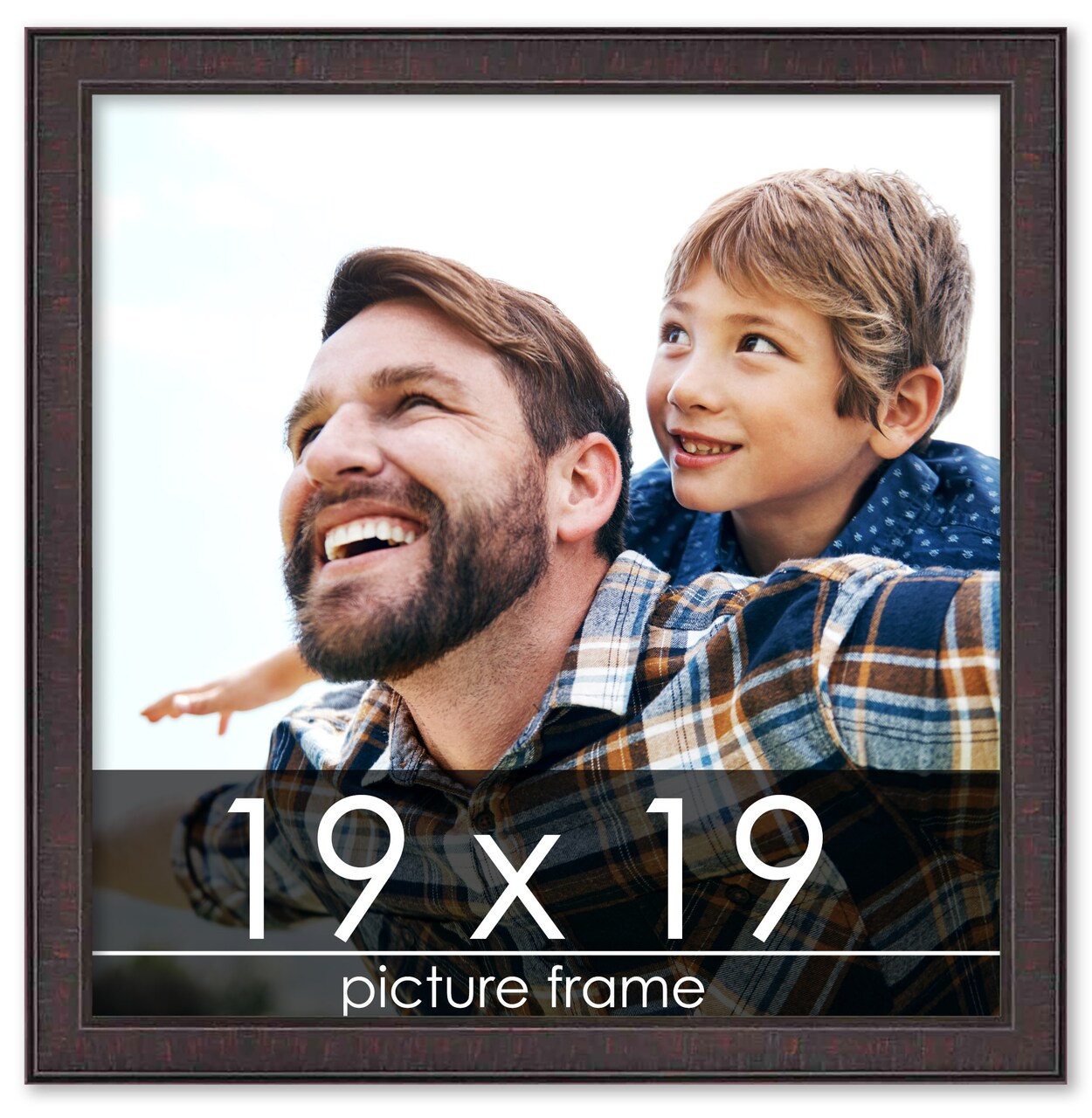 Square Textured Brown Picture Frame - UV Acrylic, Foam Board Backing, Hanging Hardware